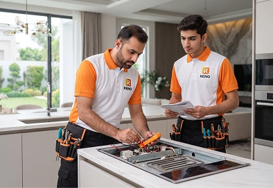 Reno Appliances Repair technician repairing an electric cooker in Dubai