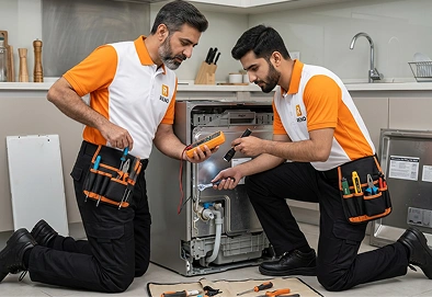Reno Appliances Repair technician repairing a dishwasher not filling with water in Dubai