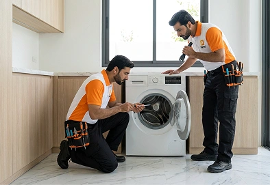Reno Appliances Repair technician repairing washing machine noise and vibration in Dubai