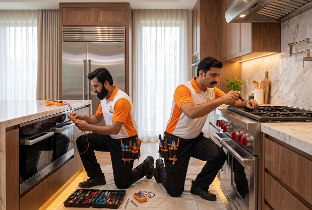 Reno Appliances Repair certified technician repairing a home appliance in Dubai with genuine parts