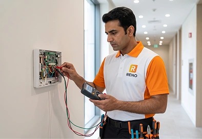 Reno Appliances Repair replacing a refrigerator thermostat and temperature sensor in Dubai