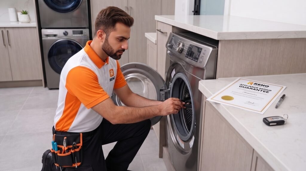 Reno Technician Inspecting Washing Machine