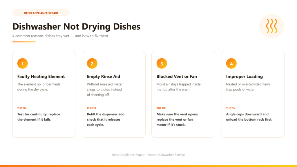 4 reasons why dishwasher not drying dishes